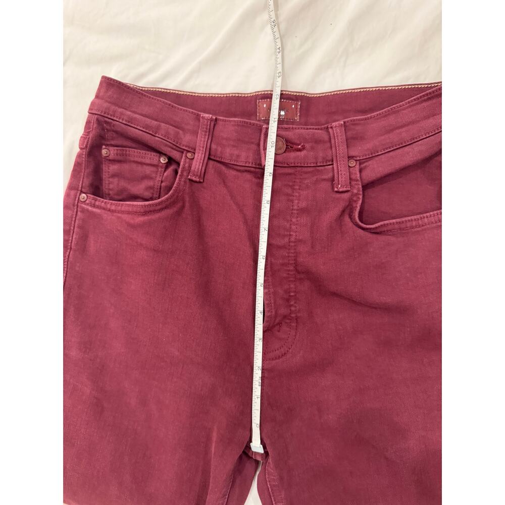 MOTHER The Tripper Ankle Fray Jeans Size 28 Burgundy High Rise Button Fly Fray - Picture 10 of 16